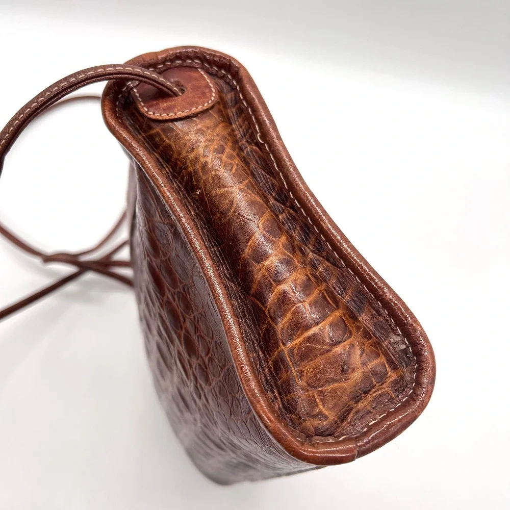 BRAHMIN Vintage Alligator Crossbody Bag Womens Brown Leather Embossed Crocodile - Picture 6 of 16